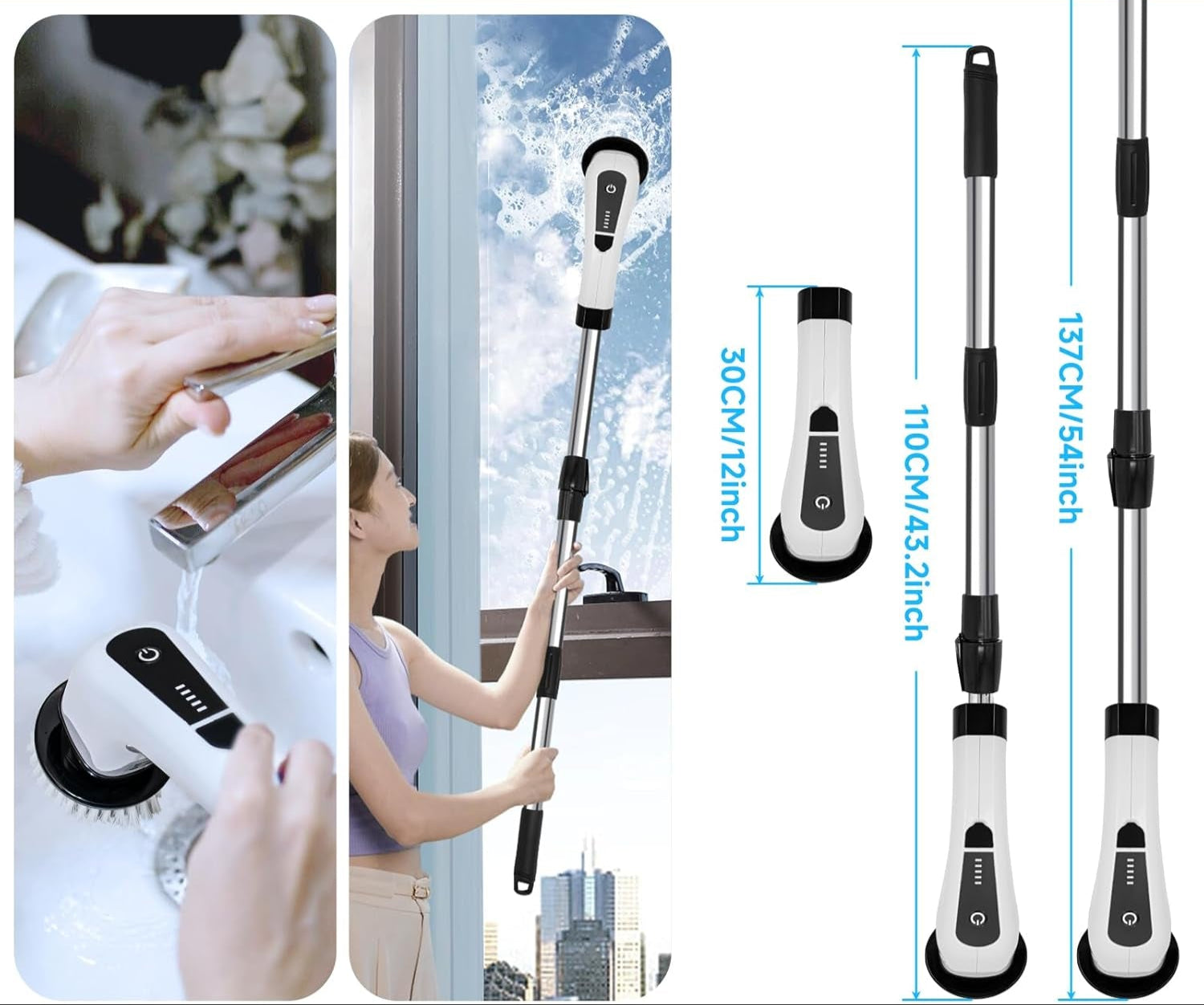 Electric Spin Scrubber, Cordless Cleaning Brush with 8 Replaceable Heads. 2 Adjustable Speeds Power Scrubber Brush for Bathroom Tub, Floor, Car, Kitchen. Unique Gift for Women Wife Grandma Friend